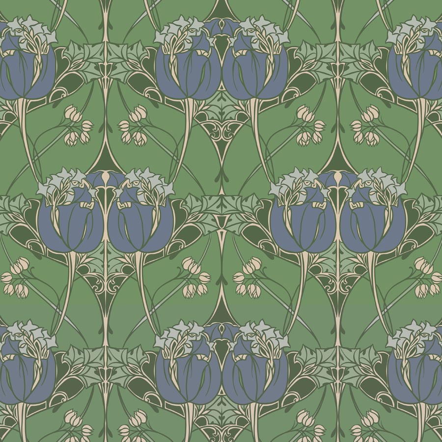 Arts and Crafts Lindsay Butterfield Blue Flowers Print