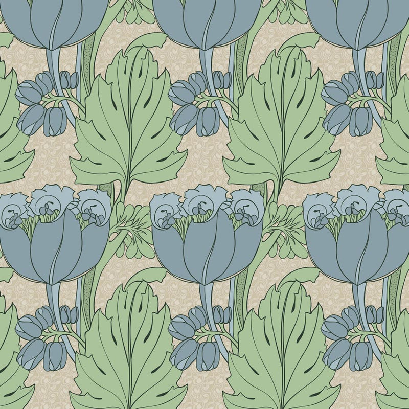 Arts and Crafts Lindsay Butterfield Tall Blue Flowers Print