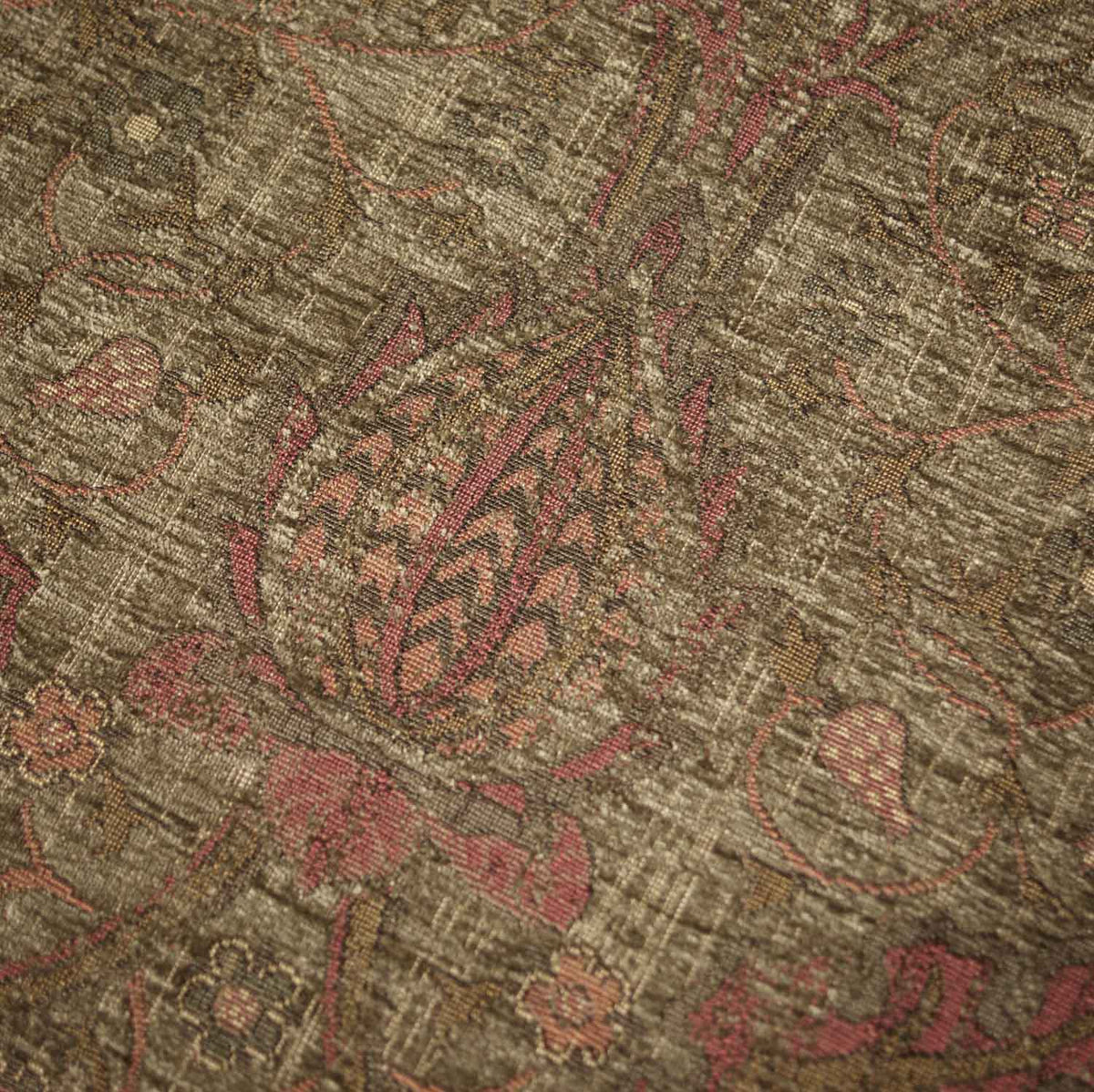 W Morris Tapestry and Chenille Brocatel Russett and Thyme Heavy Chenille