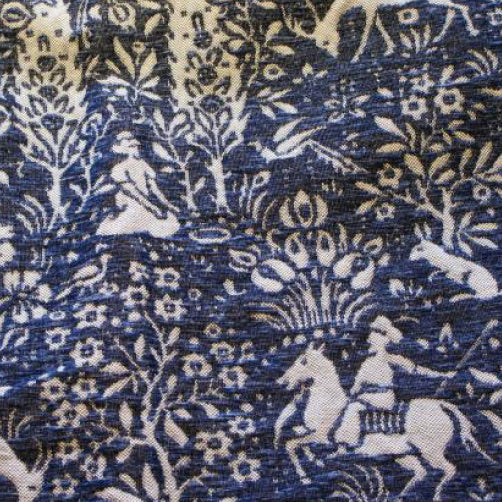 blue  curtain and upholstery fabric - Guinevere Medieval Diana