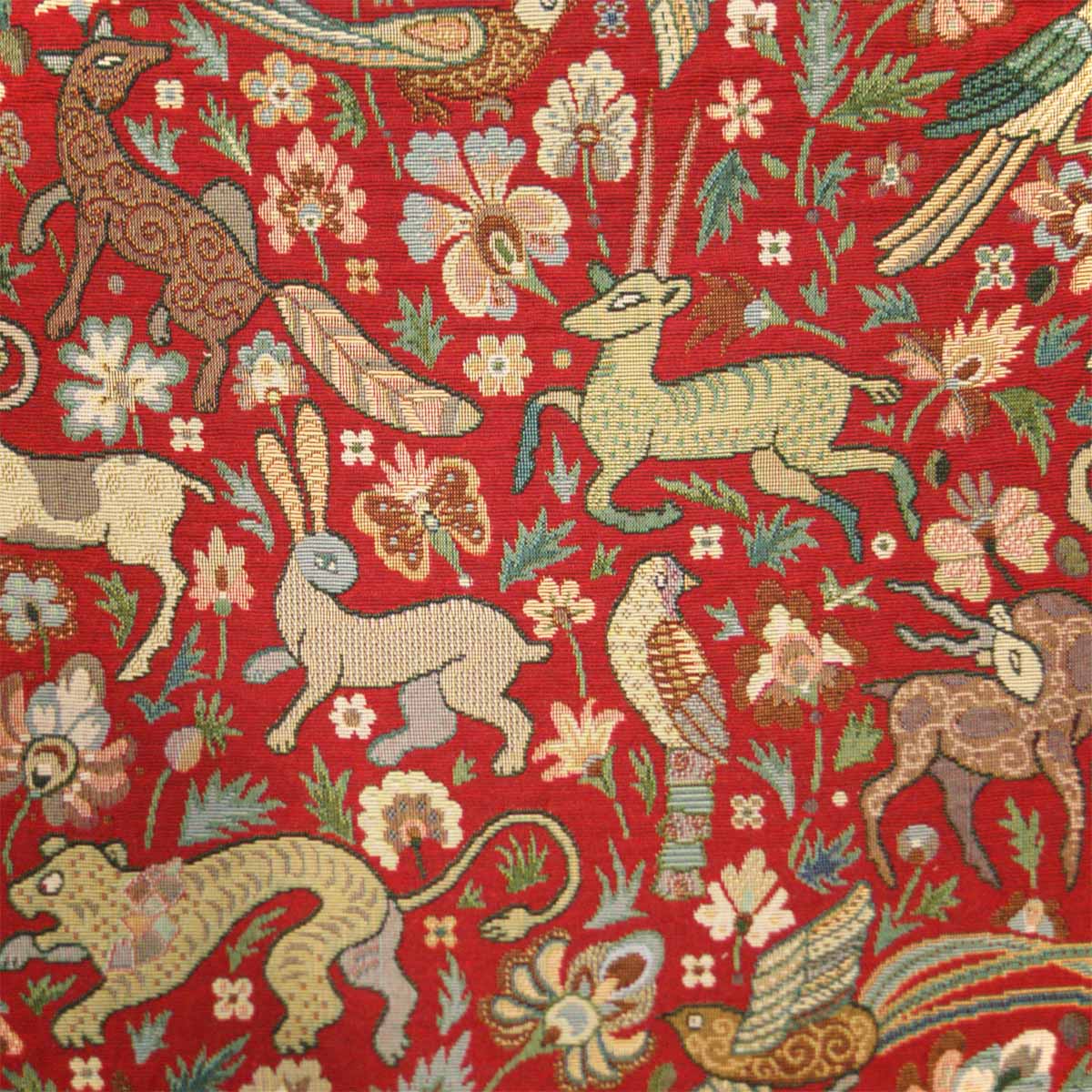 Guinevere Medieval Forest Animals Tapestry Red