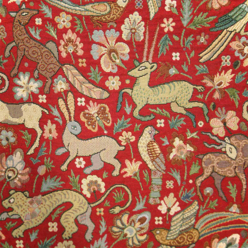 Guinevere Medieval Forest Animals Tapestry Red
