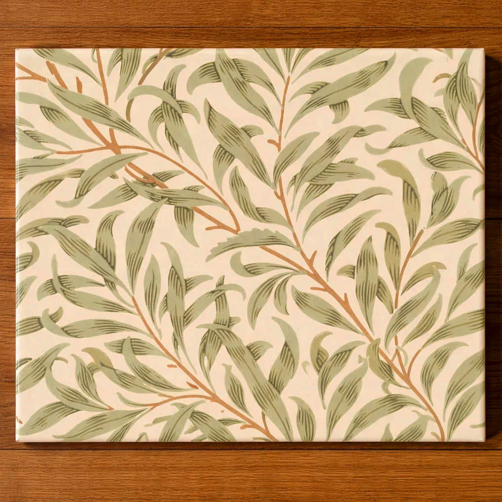 William Morris Willow Bough 25cm x 20cm, set of 2 Hand-made Ceramic Wall Tiles