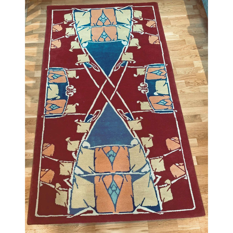 Archibald Knox Original Design Hand-Knotted Rug New Zealand Wool 213cm x 120cm