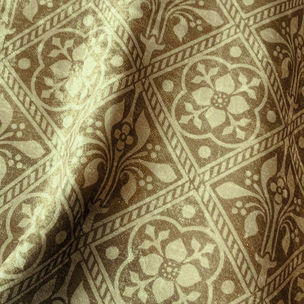 Augustus Pugin Trellis Green and Old Gold Dyed Velvet