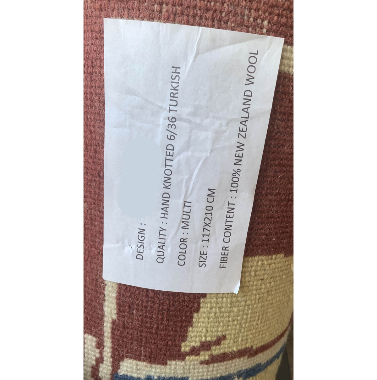 Archibald Knox Original Design Hand-Knotted Rug New Zealand Wool 213cm x 120cm