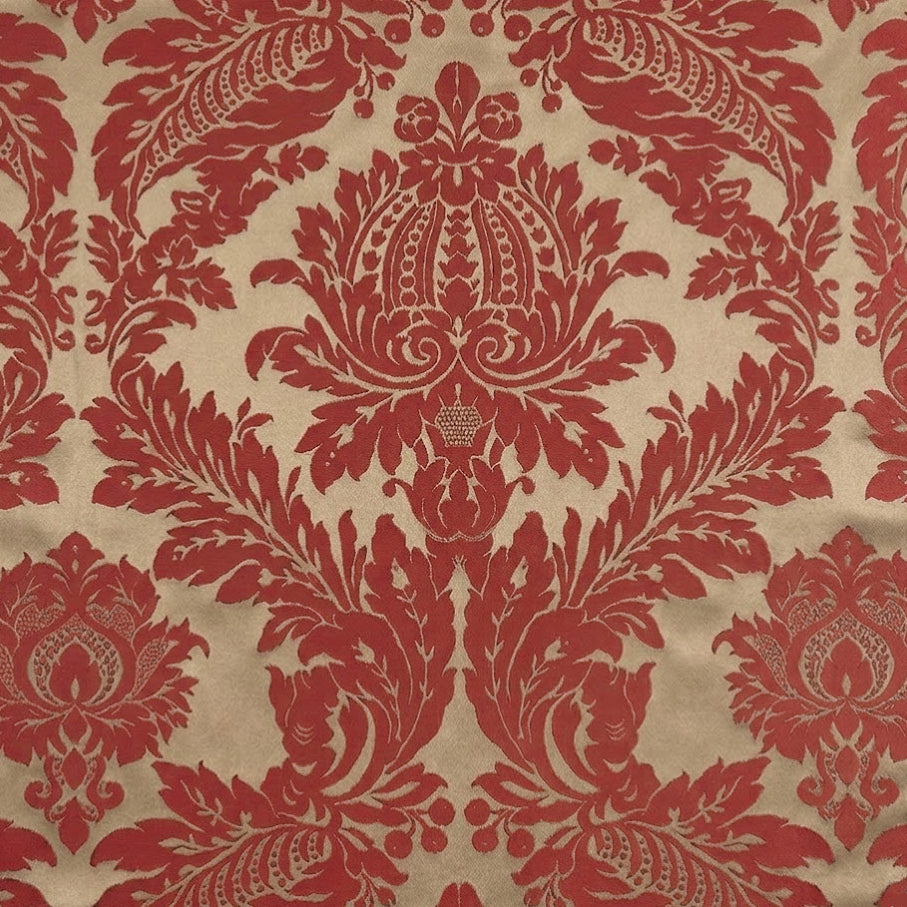 Raphael Damasks Classic Extra Large Scale Ogee Champagne and Red