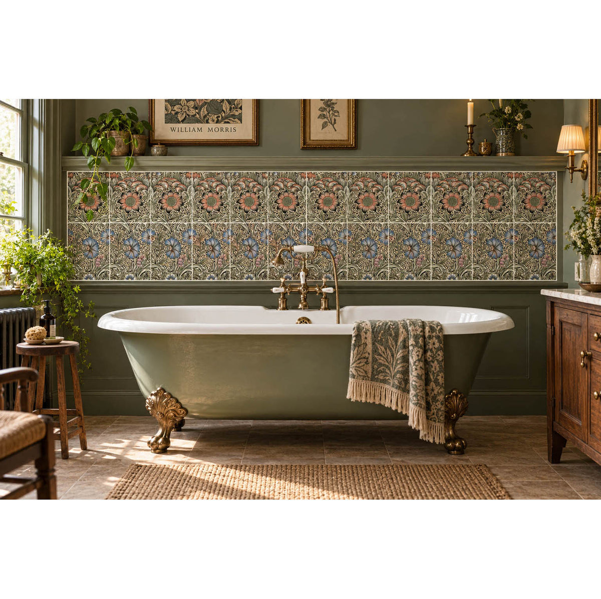 William Morris Tiles Corncockle 20cm x 25cm Ceramic Tile, Single Extra Tile