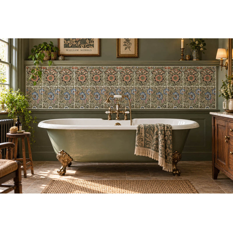 William Morris Tiles Corncockle 20cm x 25cm Ceramic Tile, Single Extra Tile