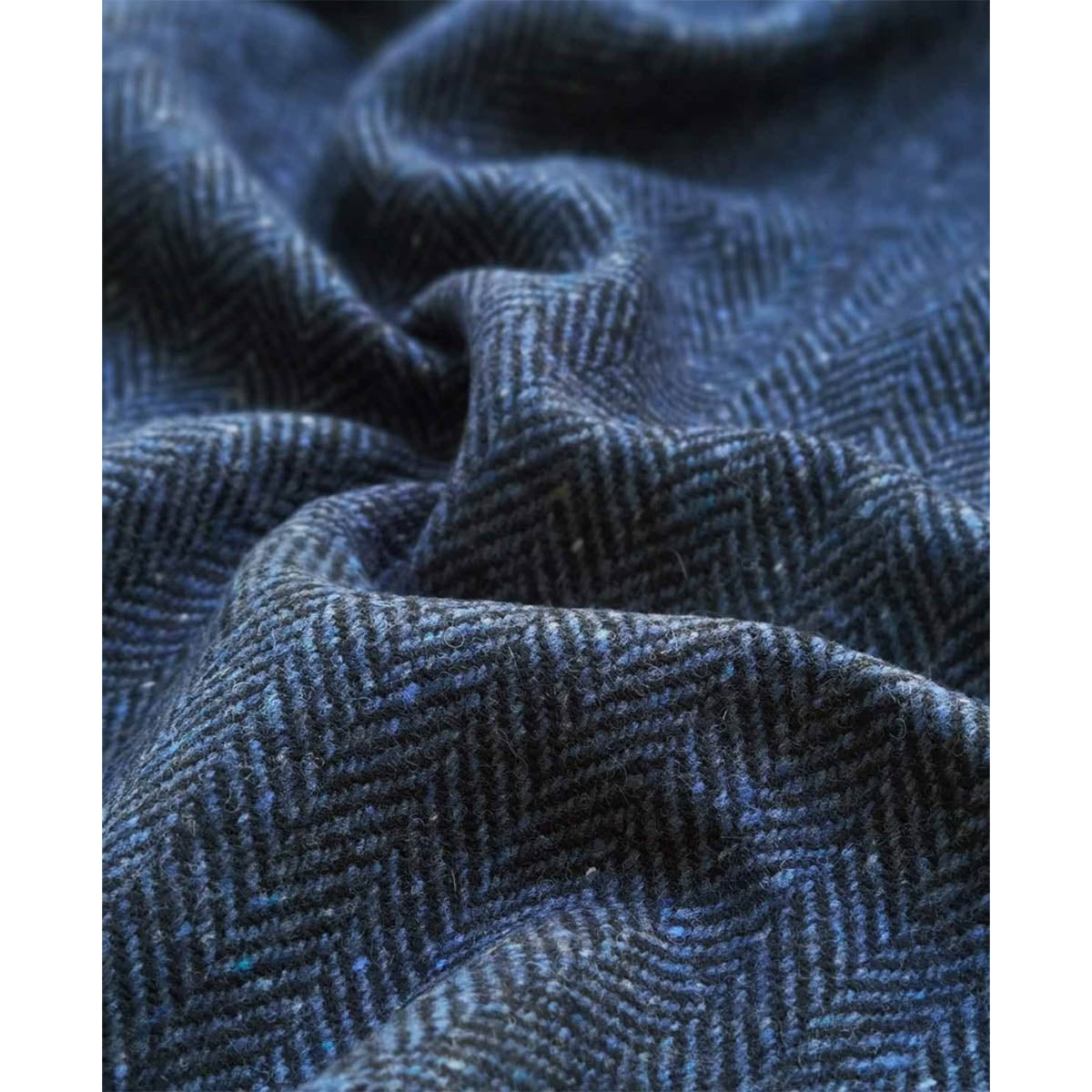 Authentic Donegal Irish Tweed - Croaghgorm Blue Flecked Herringbone Wool Fabric