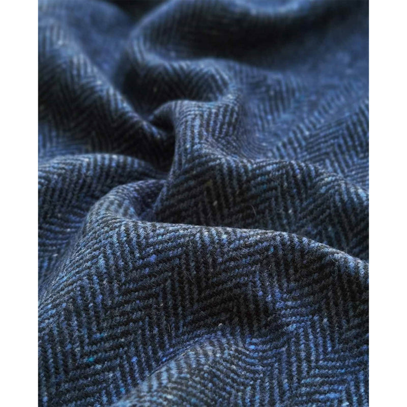 Authentic Donegal Irish Tweed - Croaghgorm Blue Flecked Herringbone Wool Fabric
