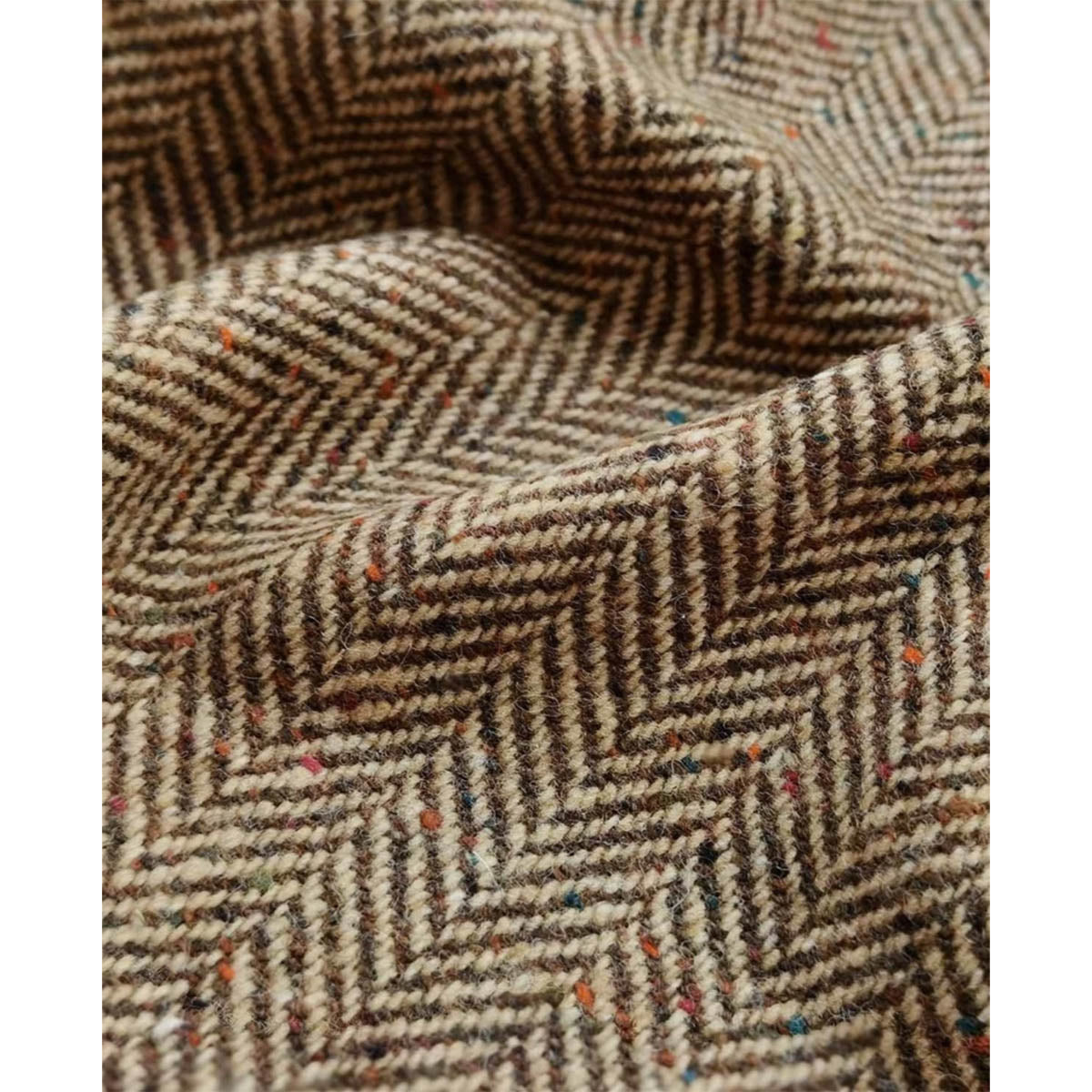Authentic Donegal Irish Tweed - Croaghgorm Brown and Oat Herringbone Wool Fabric