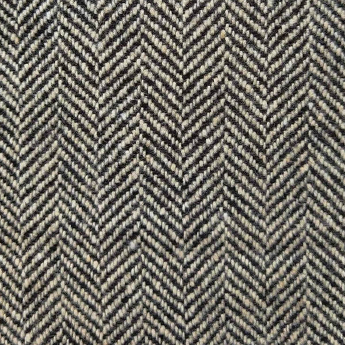 Authentic Donegal Irish Tweed - Croaghgorm Cream and Black Herringbone Wool Fabric