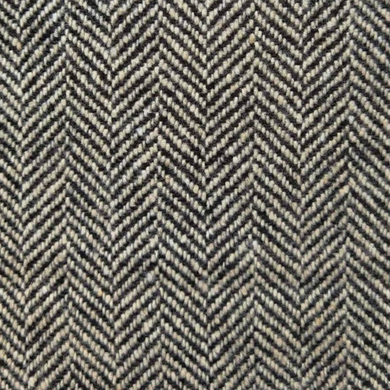 Authentic Donegal Irish Tweed - Croaghgorm Cream and Black Herringbone Wool Fabric