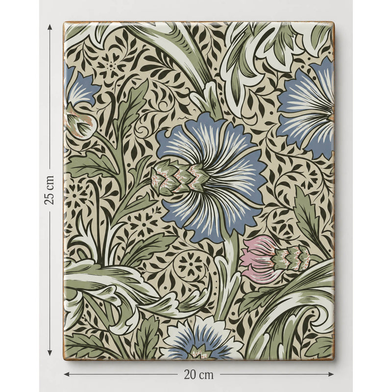 William Morris Tiles Corncockle Splashback - Set of Six 20cm x 25cm Hand-made Ceramic Tile