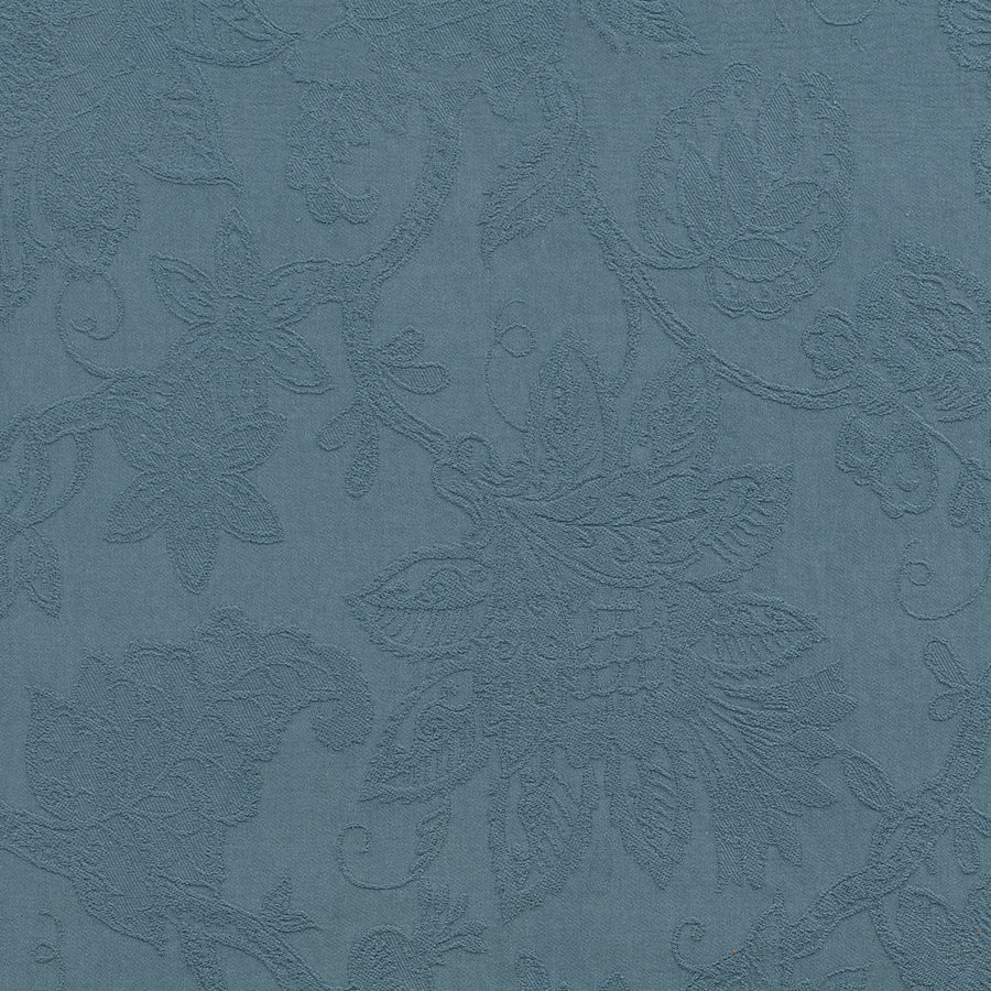 Burghley Floral Cotton Damask French Blue