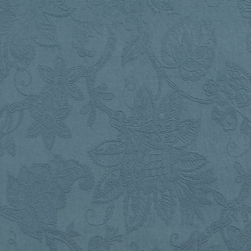Burghley Floral Cotton Damask French Blue