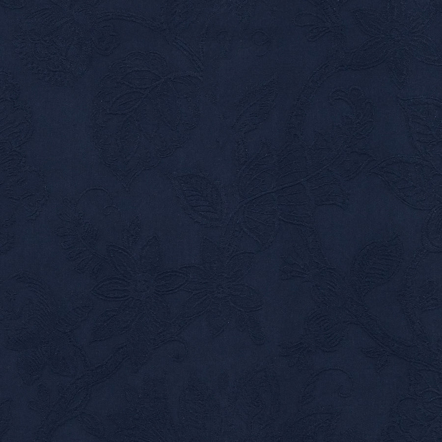 Burghley Floral Cotton Damask Navy