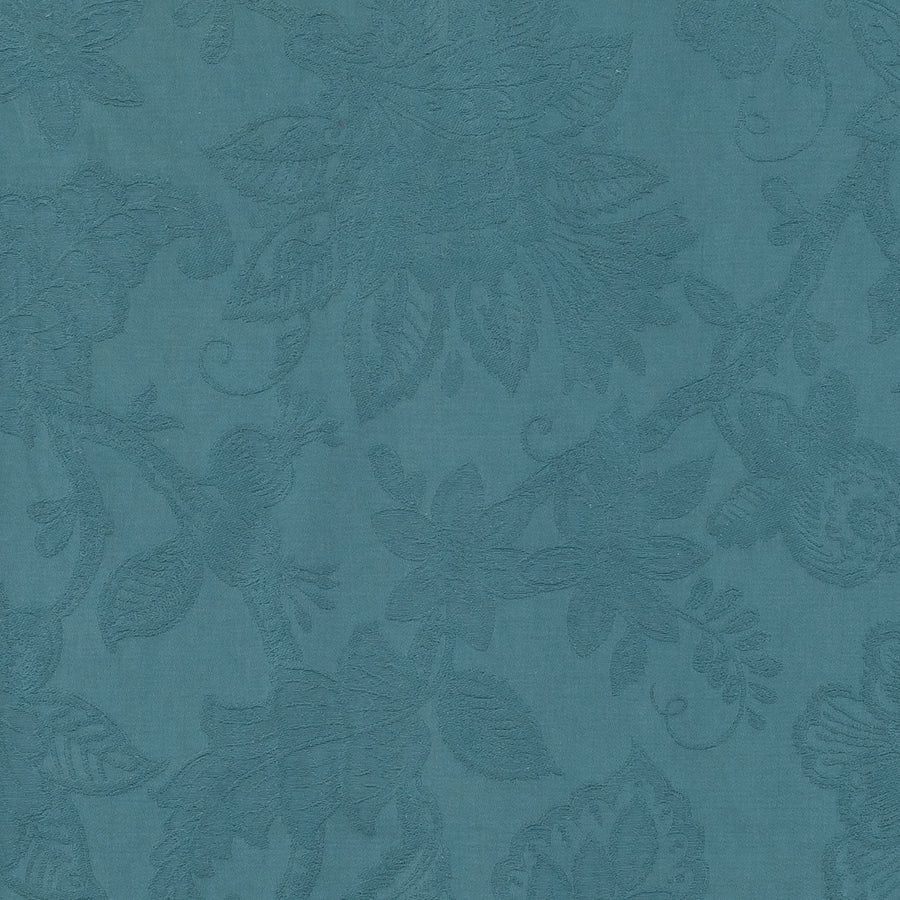Burghley Floral Cotton Damask Teal