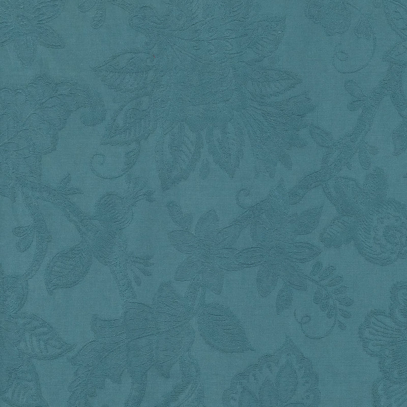 Burghley Floral Cotton Damask Teal