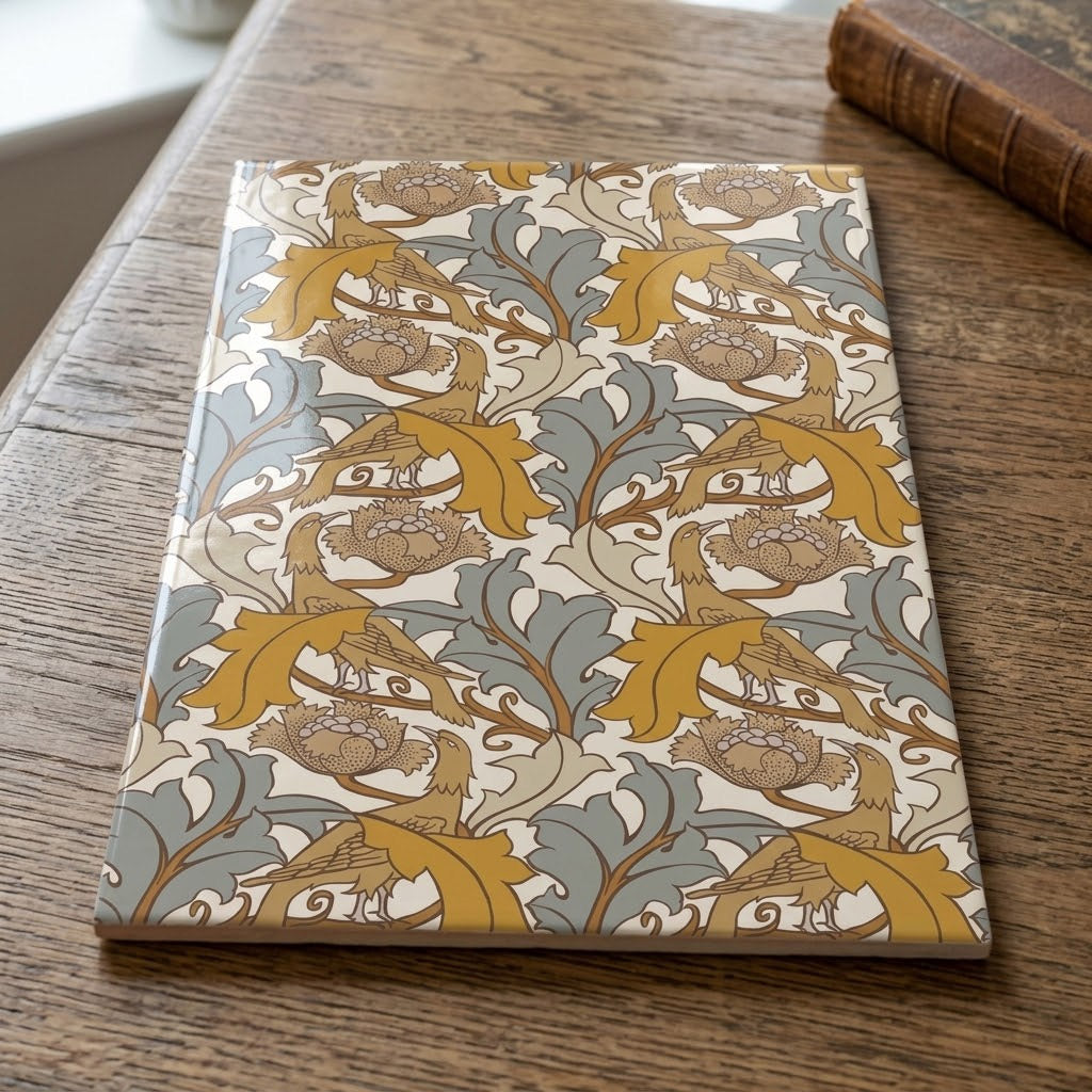 Charles Voysey Eagle and Leaf 20cm x 30cm Hand-made Ceramic Wall Tile