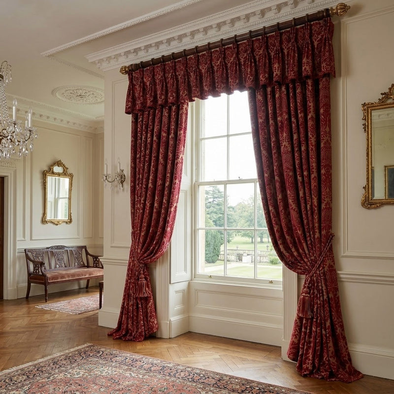 Raphael Damasks Classic Ogee Red and Gold Extra Large Scale