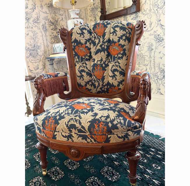 W Morris Tapestry and Chenille Anemone Blue Tapestry Weave- Extra Wide