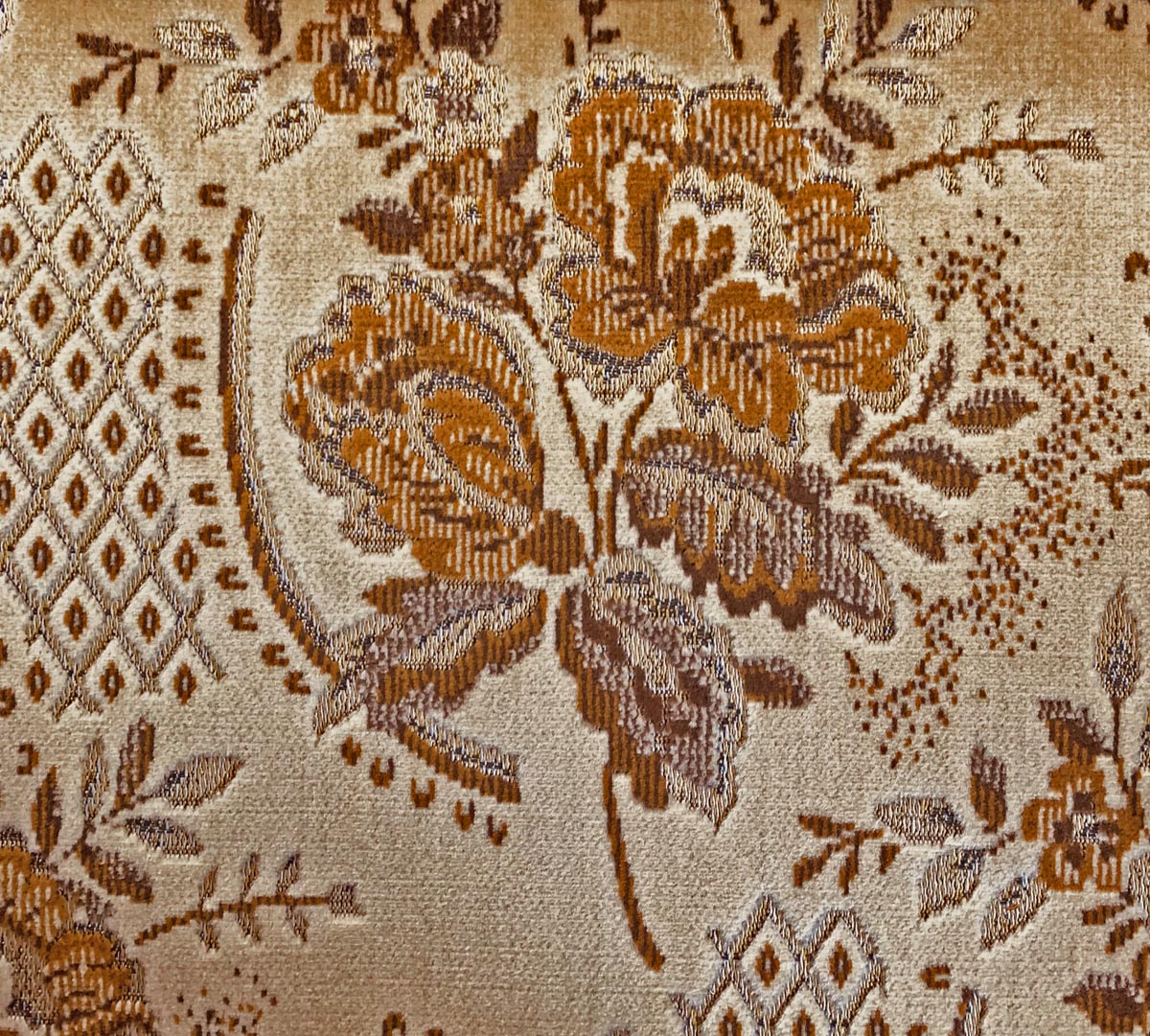 Coniston Cut Pile Velvets Large Floral Lattice Ochre