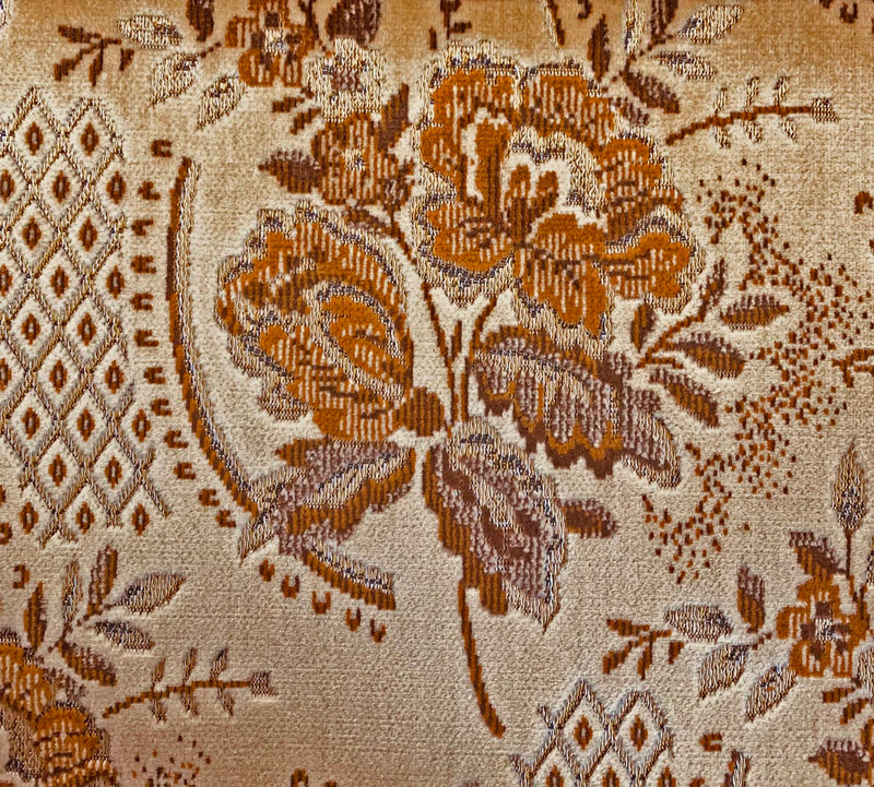 Coniston Cut Pile Velvets Large Floral Lattice Ochre