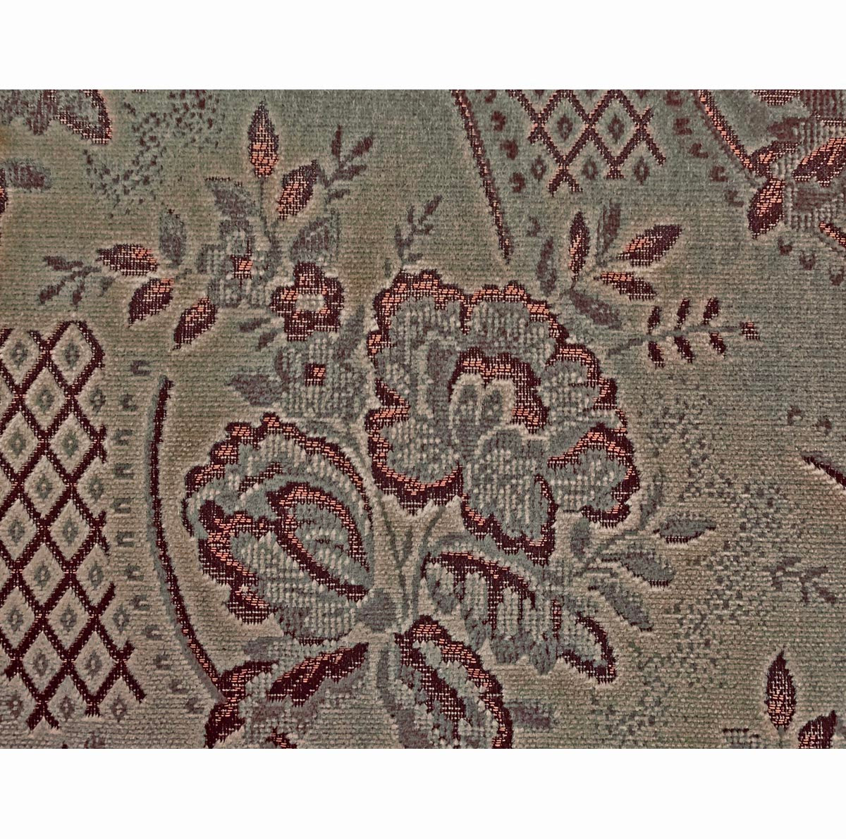 Coniston Cut Pile Velvets Large Floral Lattice Sage