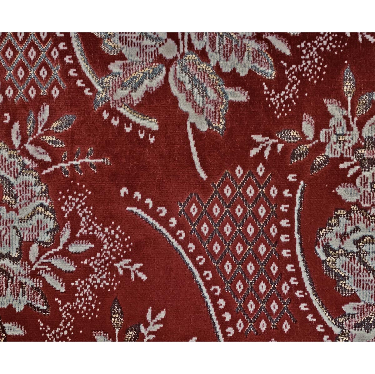 Coniston Cut Pile Velvets Large Floral Lattice Old Burgundy