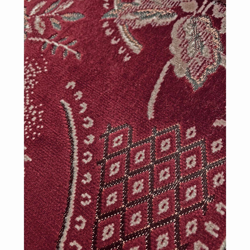 Coniston Cut Pile Velvets Large Floral Lattice Old Burgundy