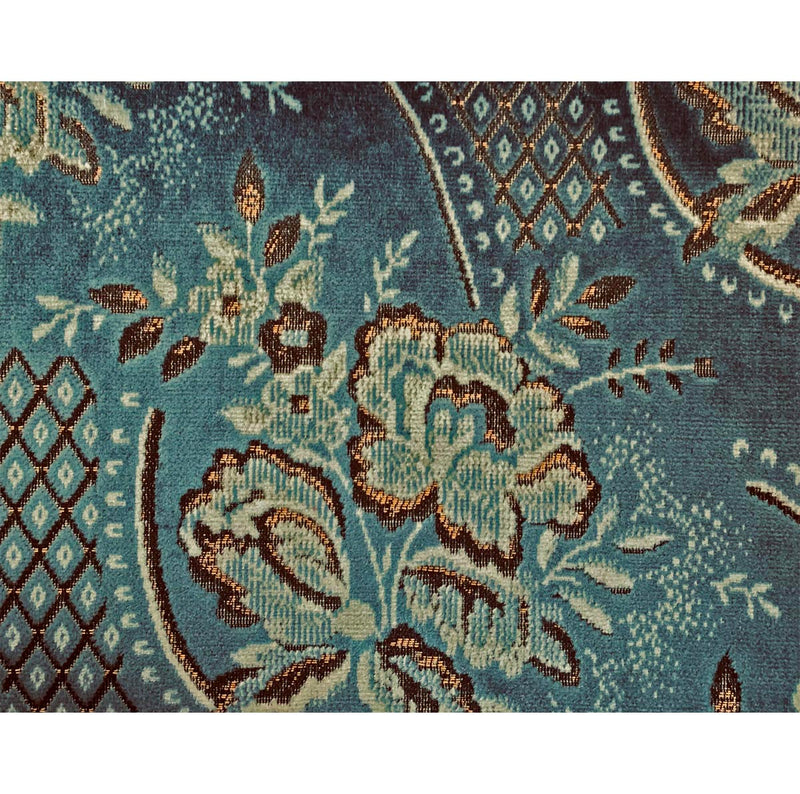 Coniston Cut Pile Velvets Large Floral Lattice Middle Blue