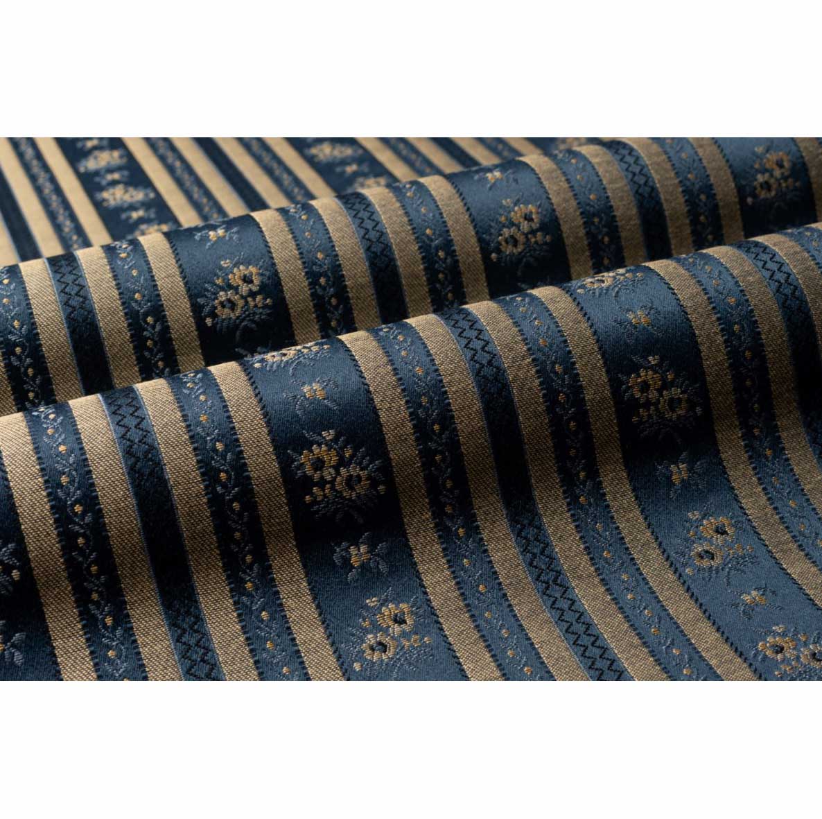 Georgiana Blythe Floral Stripe Blue and Gold