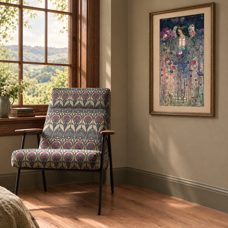 Charles Rennie Mackintosh Jacquard Roses Classic Blue Red