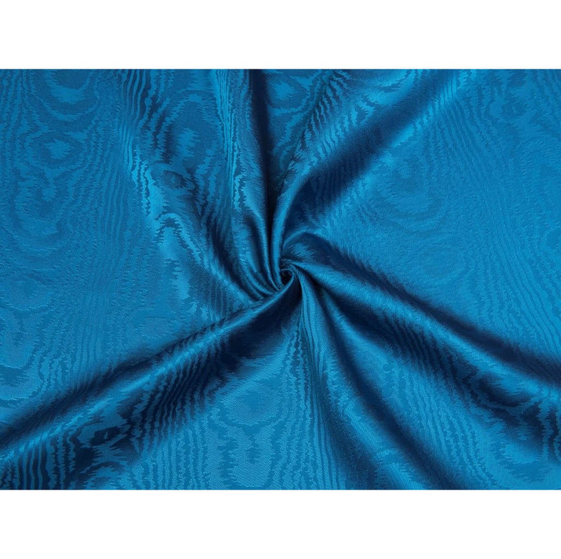 Moire Curtain Brocade Petrol Blue