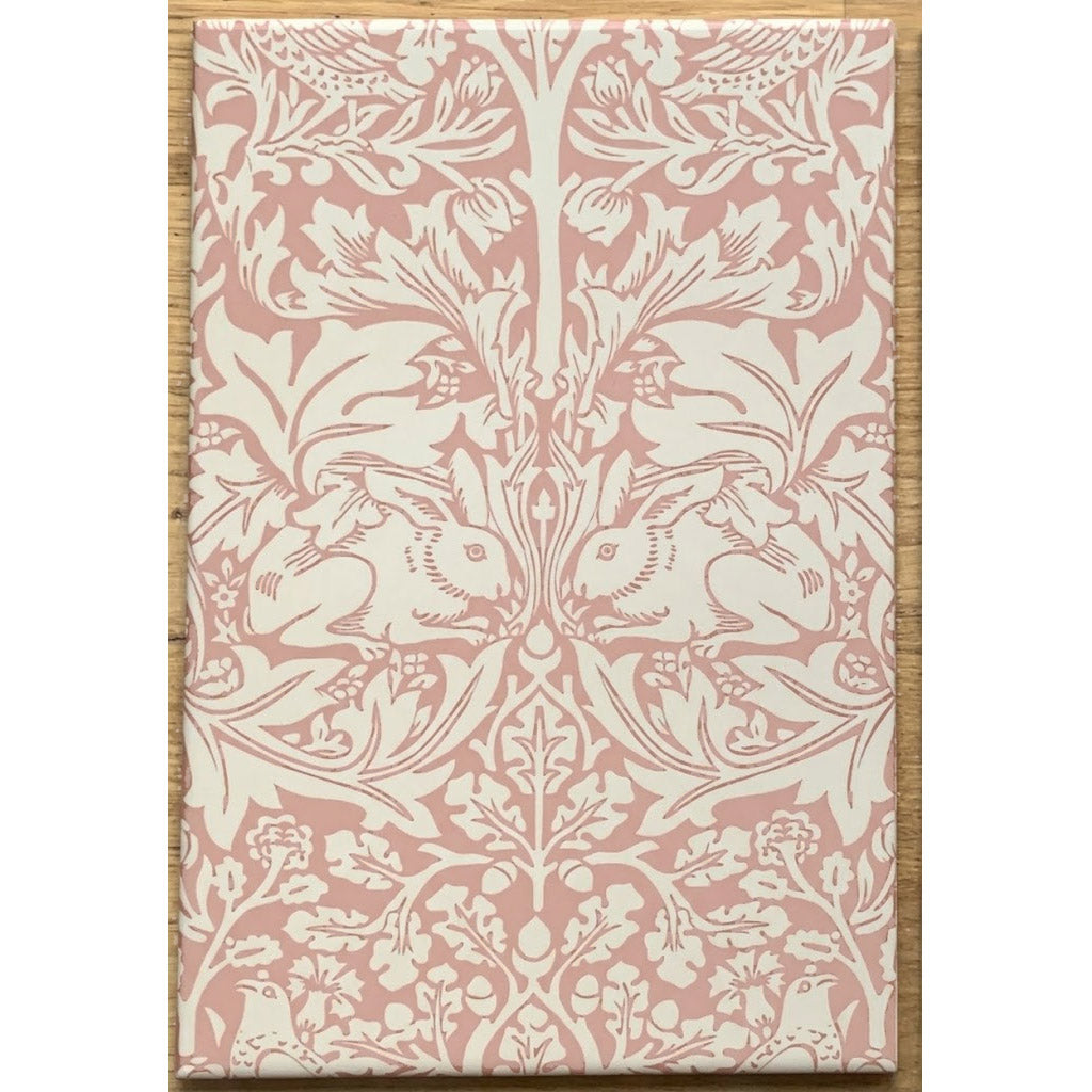 William Morris Brother Rabbit Pink 20cm x 30cm Hand-made Ceramic Wall Wall Tile