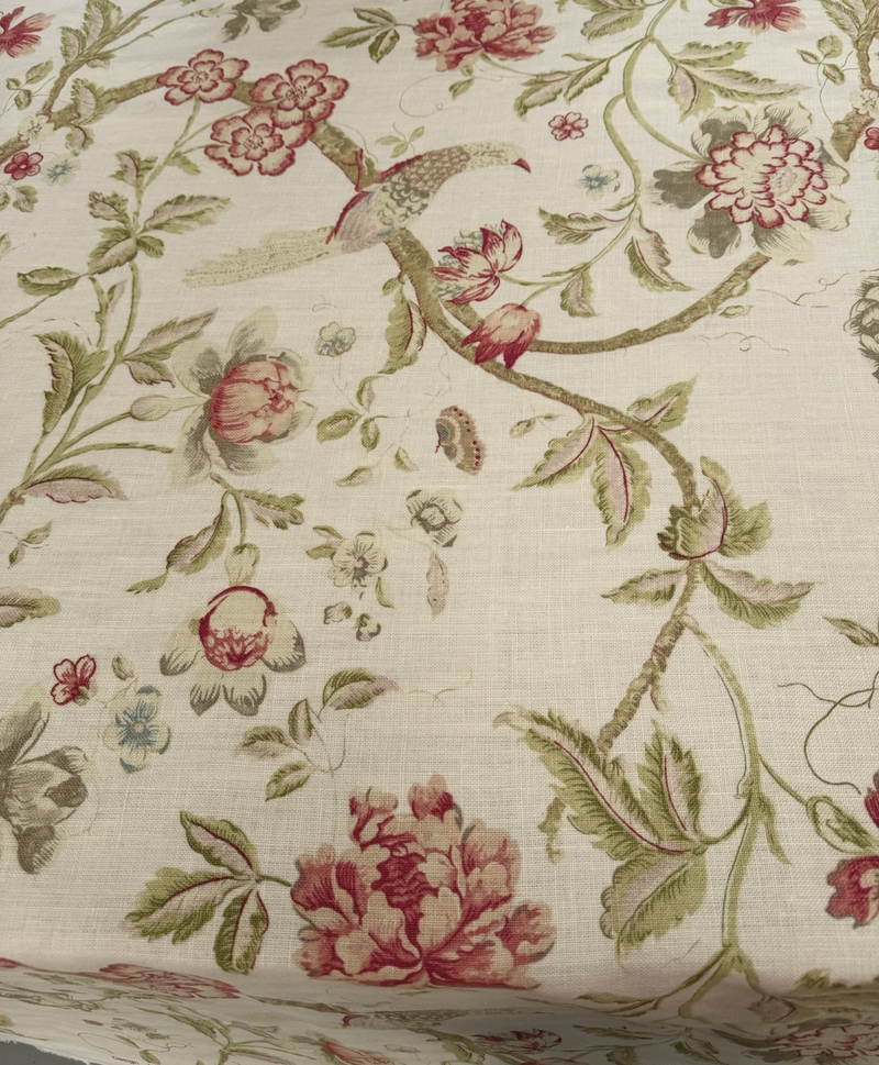 Acquitaine Fabrics Water Garden Rose 100 per cent Linen Limited Sale Stock