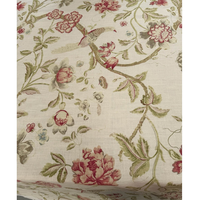 Acquitaine Fabrics Water Garden Rose 100 per cent Linen Limited Sale Stock
