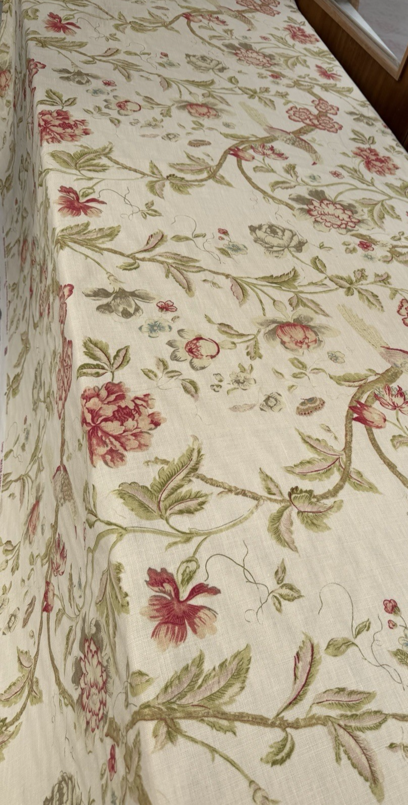 Acquitaine Fabrics Water Garden Rose 100 per cent Linen Limited Sale Stock