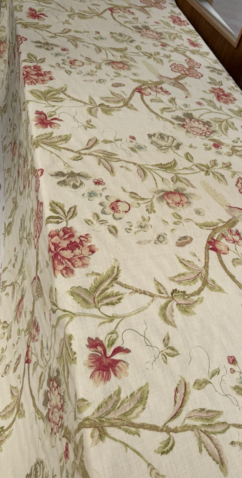 Acquitaine Fabrics Water Garden Rose 100 per cent Linen Limited Sale Stock