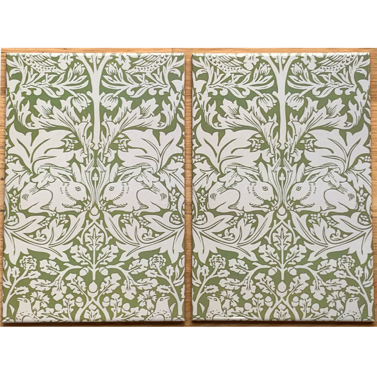 William Morris Tiles Brother Rabbit Sage Green 20cm x 30cm Ceramic Tile