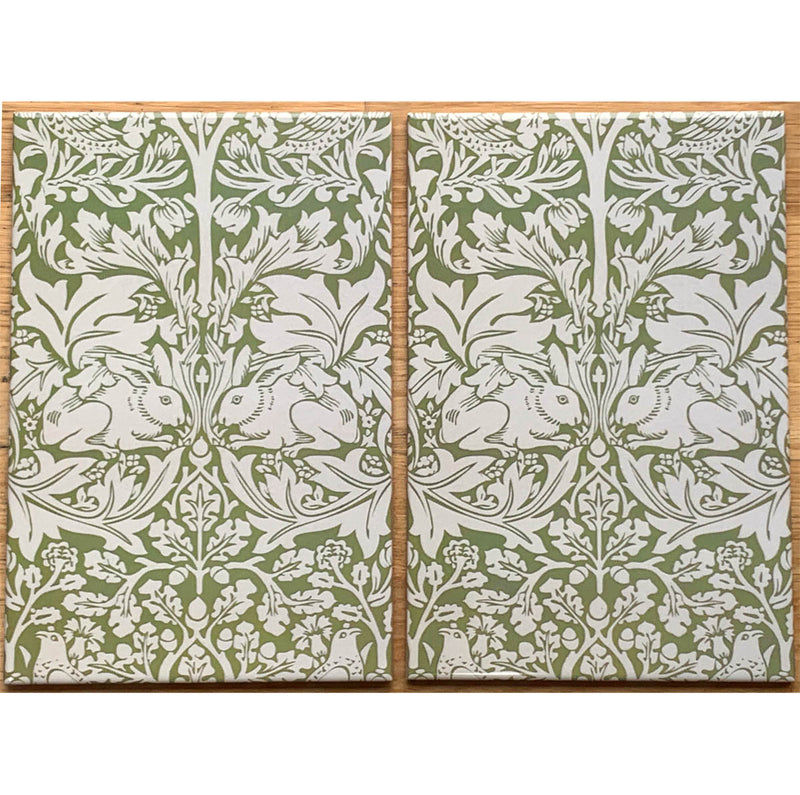 William Morris Tiles Brother Rabbit Sage Green 20cm x 30cm Ceramic Tile
