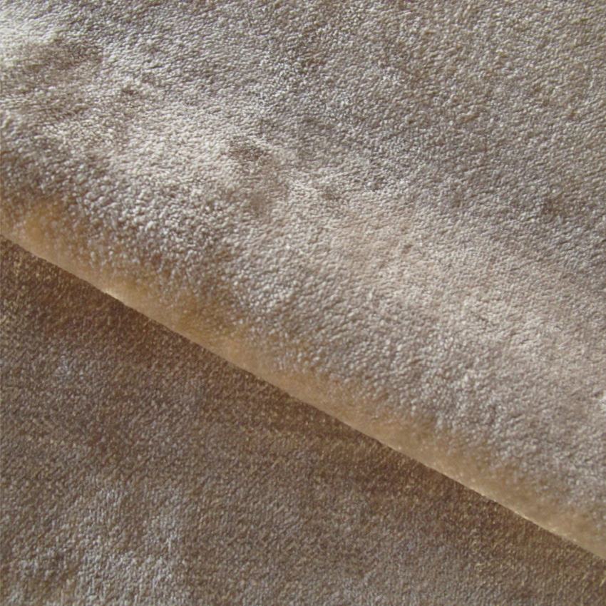 Hard Wearing Flame Treated Semi Plain Abstract Velvet Upholstery Fabric In Cream 