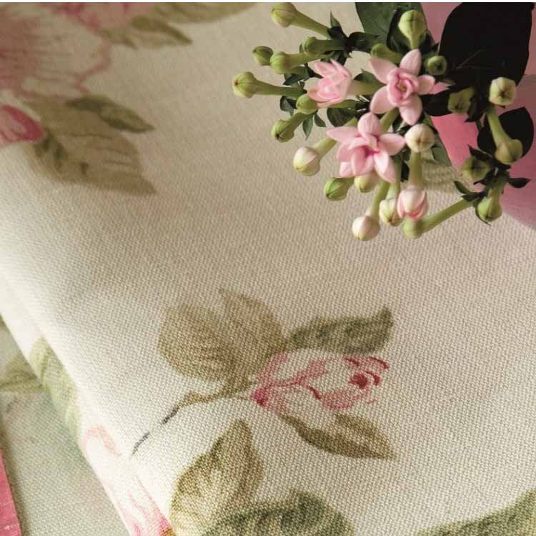 pink Floral Linen Curtain Upholstery Fabric
